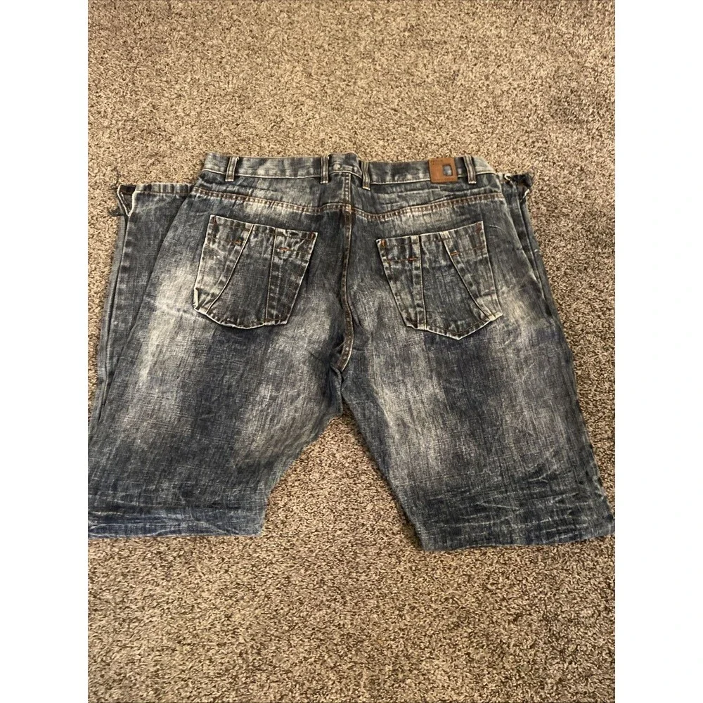 Twenty Two oz Jeans Mens 36x34 Blue Tie Dye Distressed Moto Hip Hop Rock Skater